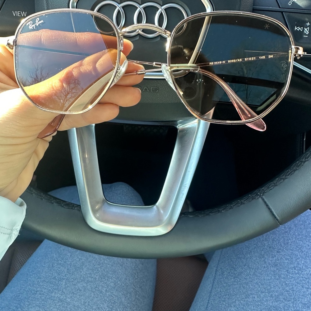 Ray-Ban Rose Gold Hexagon Flat Lenses